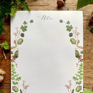 Blocco note per acquerello botanico con elementi naturali del bosco / Cancelleria per acquerello botanico