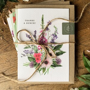 Lot de cartes de voeux florales botaniques aquarelles - Lot de 5
