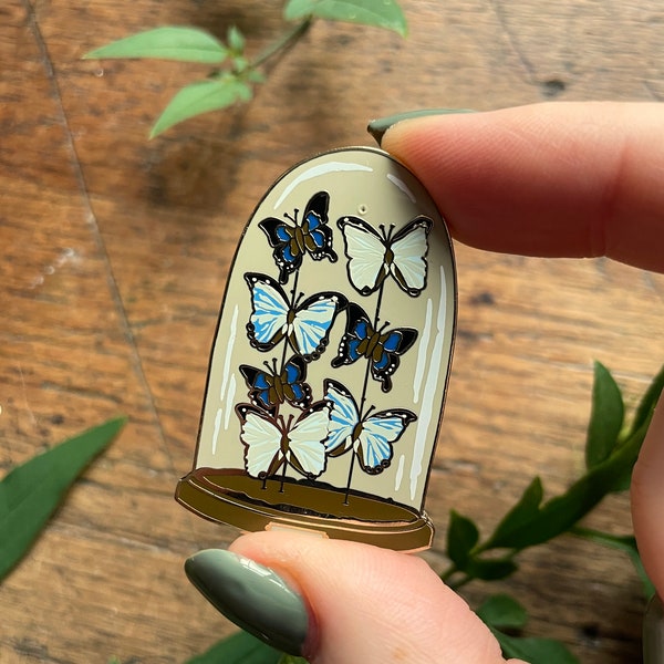 SECONDS PIN Butterfly Dome Enamel Pin Badge | Entomology Taxidermy Art
