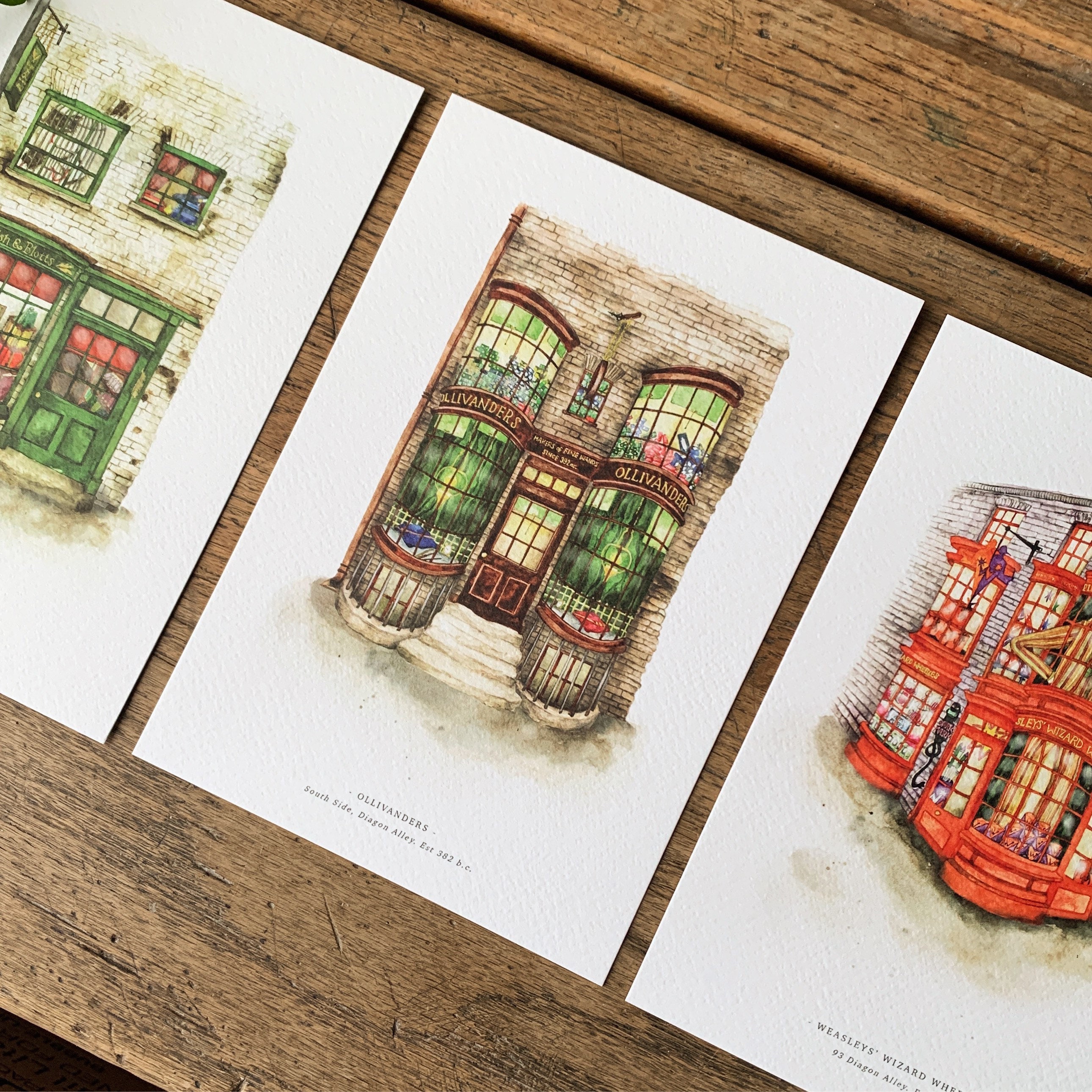 Diagon Alley A4 Print Set Ollivanders Flourish and Blotts Etsy