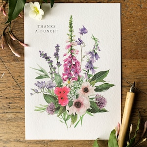 Danke, ein Haufen Blumen-Aquarell-Grußkarte