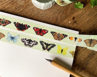 Pack of 3 | British Butterflies Washi Tape | Insect Entomology Butterfly Masking Tape