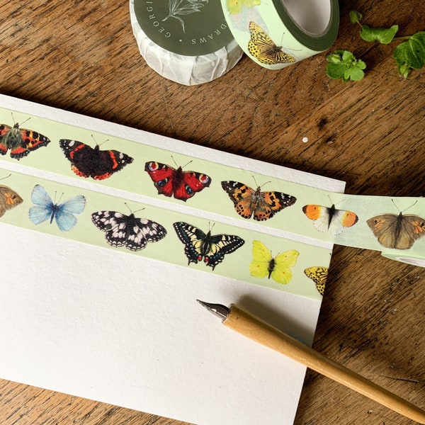 Pack of 2 or 3 | British Butterflies Washi Tape | Insect Entomology Butterfly Masking Tape