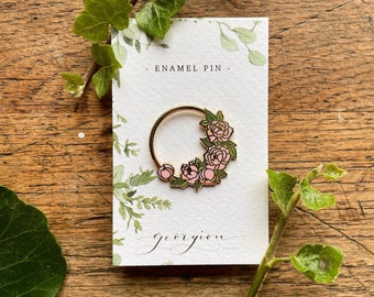 Peony Wreath SECONDS PIN | Floral Enamel Pin Badge