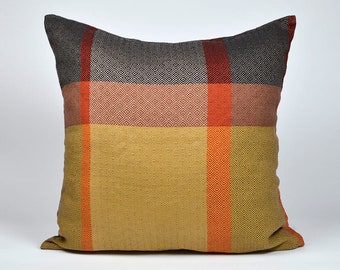 Linen cotton blend cushion cover, multicolor striped linen pillow cover, natural linen pillow, zipped linen pillow case, decorative cushion
