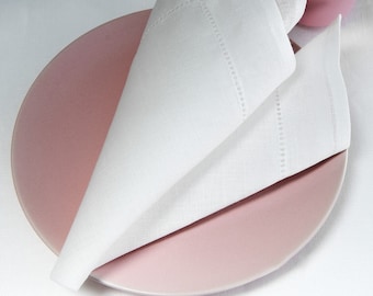 Servilletas de lino puro, juego de servilletas de lino BLANCO con vainica, servilletas de tela natural 100% lino, servilletas de decoración de mesa de cena de boda