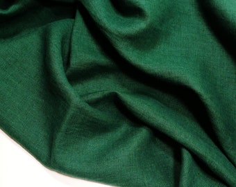 Weicher reiner Leinenstoff, dunkelgrünes Leinen, mittelschweres vorgewaschenes Leinen, 190 g/m². Leinenstoff Meterware