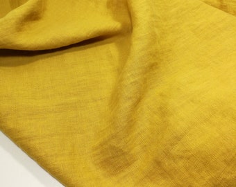 Softened linen fabric, washed linen, yellow sunflower linen, medium weight linen, 190 gsm. Linen fabric by the meter, linen by the yard
