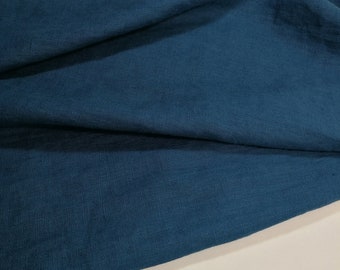 REMNANT: 145x90 cm Softened linen fabric, dark turquoise color linen, washed linen for clothes, 190 GSM. Linen fabric by the meter