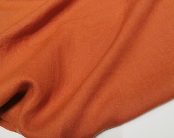 Softened pure linen fabric, terracotta color linen, medium weight washed linen, 190 GSM. Linen fabric by the meter, linen fabric by the yard