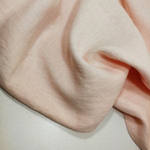 Softened pure linen fabric, pale pink linen, medium weight pre-washed linen, 190 GSM. Linen fabric by the meter, linen fabric by the yard image 2