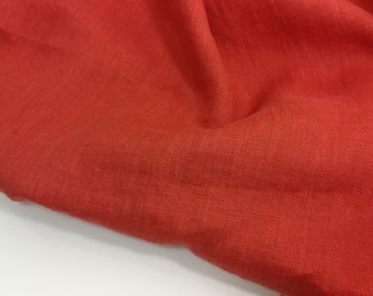 Softened pure linen fabric, red brick linen, medium weight pre-washed linen, 190 GSM. Linen fabric by the meter, linen fabric by the yard