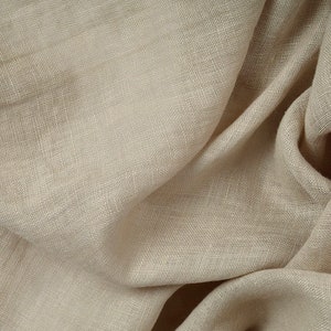 Softened thin linen fabric, 95 GSM, washed pure linen, beige linen, semi sheer linen. Linen fabric by the meter, linen fabric by the yard