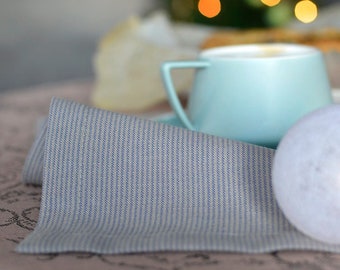 SALE! Pure linen napkins, set of striped linen napkins, natural 100% linen napkins, grey blue striped linen napkins, dinner table napkins