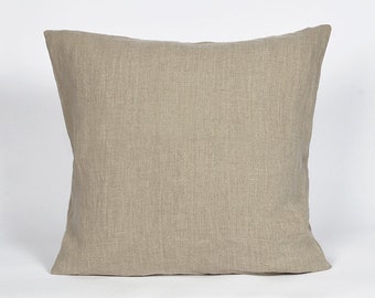 Pure linen cushion cover, undyed linen pillow cover, natural eco pillow, beige solid color pillow case, decorative zipped pillow case