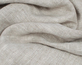 REMNANTS SALE! Softened natural linen fabric, quite heavy linen, 290 GSM, washed beige white melange linen fabric by the meter