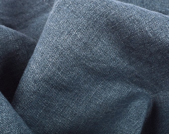 Softened linen wool blend fabric, medium weight blue gray linen wool fabric, 210 GSM, washed linen fabric by the yard, linen by the meter
