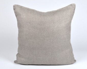 Linen cushion cover, Linen pillow cover, light grey diamond pattern pillow cover, stone grey linen pillow case, zipped linen pillow case