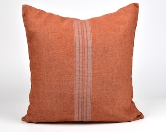 Linen pillow cover lumbar pillowcase French Beige Linen Pillow Cover in Red