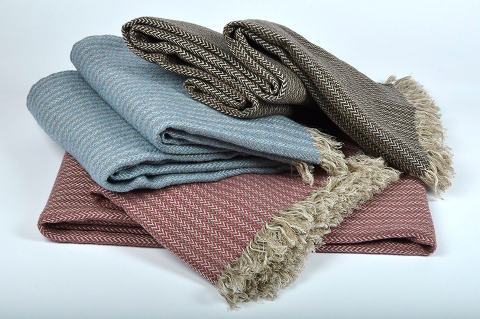 Linen Wool Blend Blanket Fringed Blanket Herringbone Linen Etsy UK