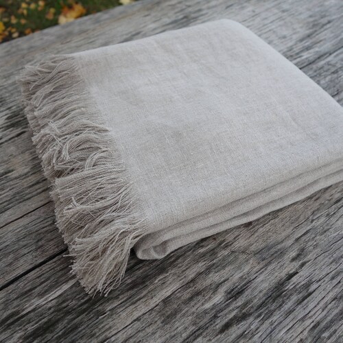 Linen Throw Blanket. Linen Bedspread. Natural Plaid. Etsy
