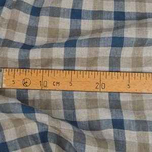 Checked Pure Linen Fabric Blue Brown Gingham Chessboard - Etsy