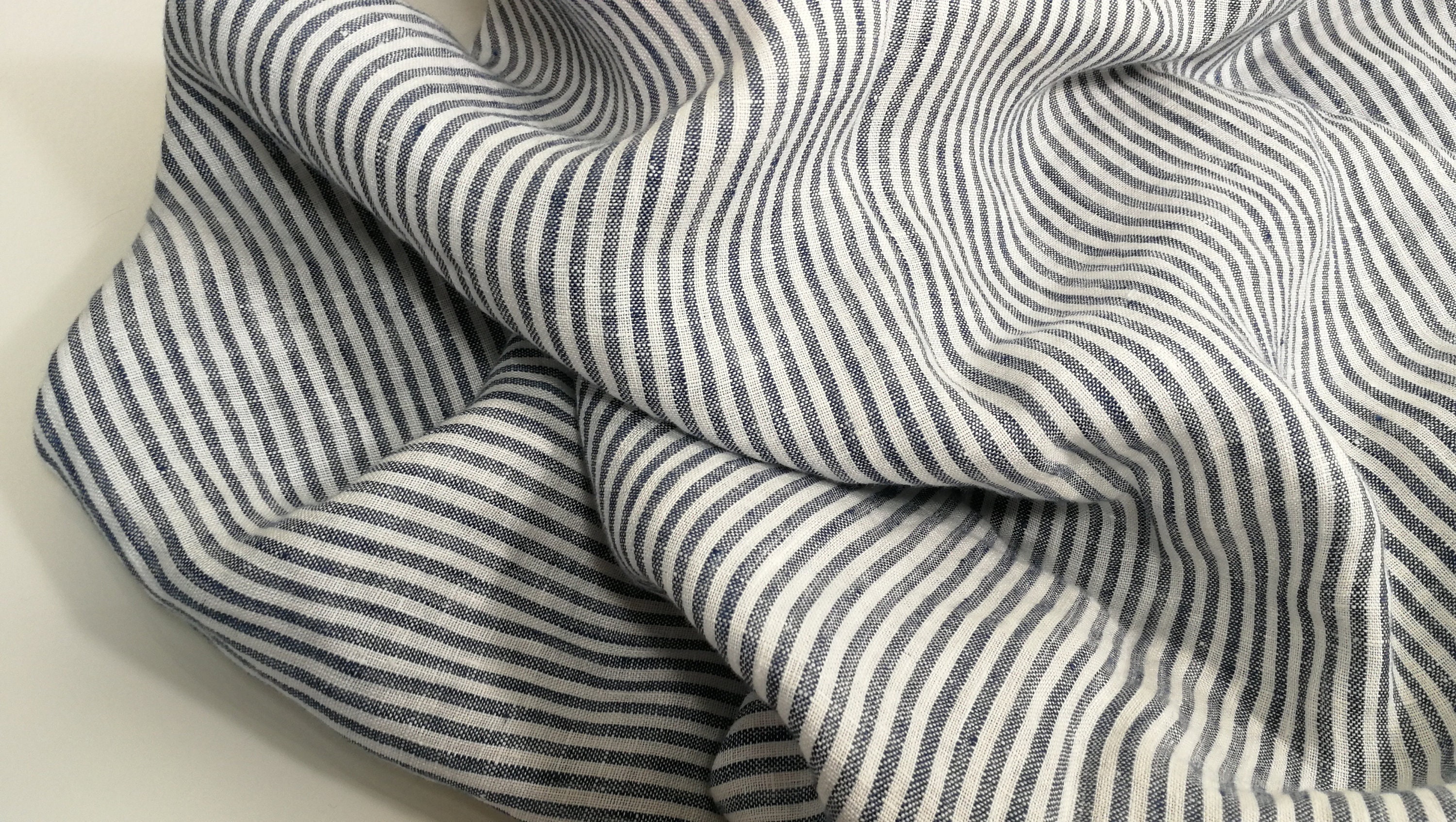 Softened Pure Linen Fabric White Navy Striped Linen Fabric - Etsy