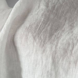 Softened white linen fabric, MEDIUM WEIGHT white linen, 190 GSM, washed linen fabric by the meter, linen fabric by the yard, for clothes