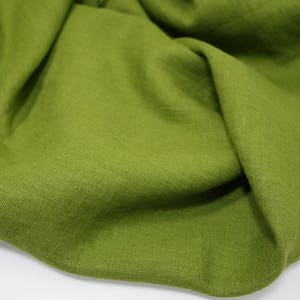 Softened linen fabric, washed linen, olive moss green linen, medium weight linen, 190 gsm. Linen fabric by the meter, linen by the yard