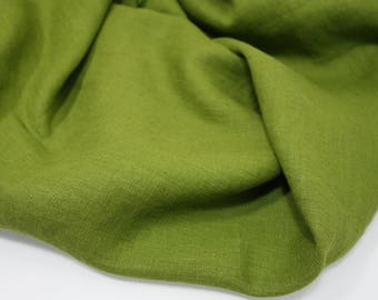 Softened linen fabric, washed linen, olive moss green linen, medium weight linen, 190 gsm. Linen fabric by the meter, linen by the yard