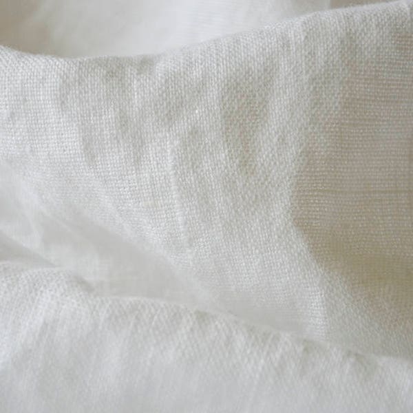 Softened white linen fabric, HEAVY thick soft linen, 330 GSM, washed linen fabric by the meter, linen by the yard, linen for upholstery