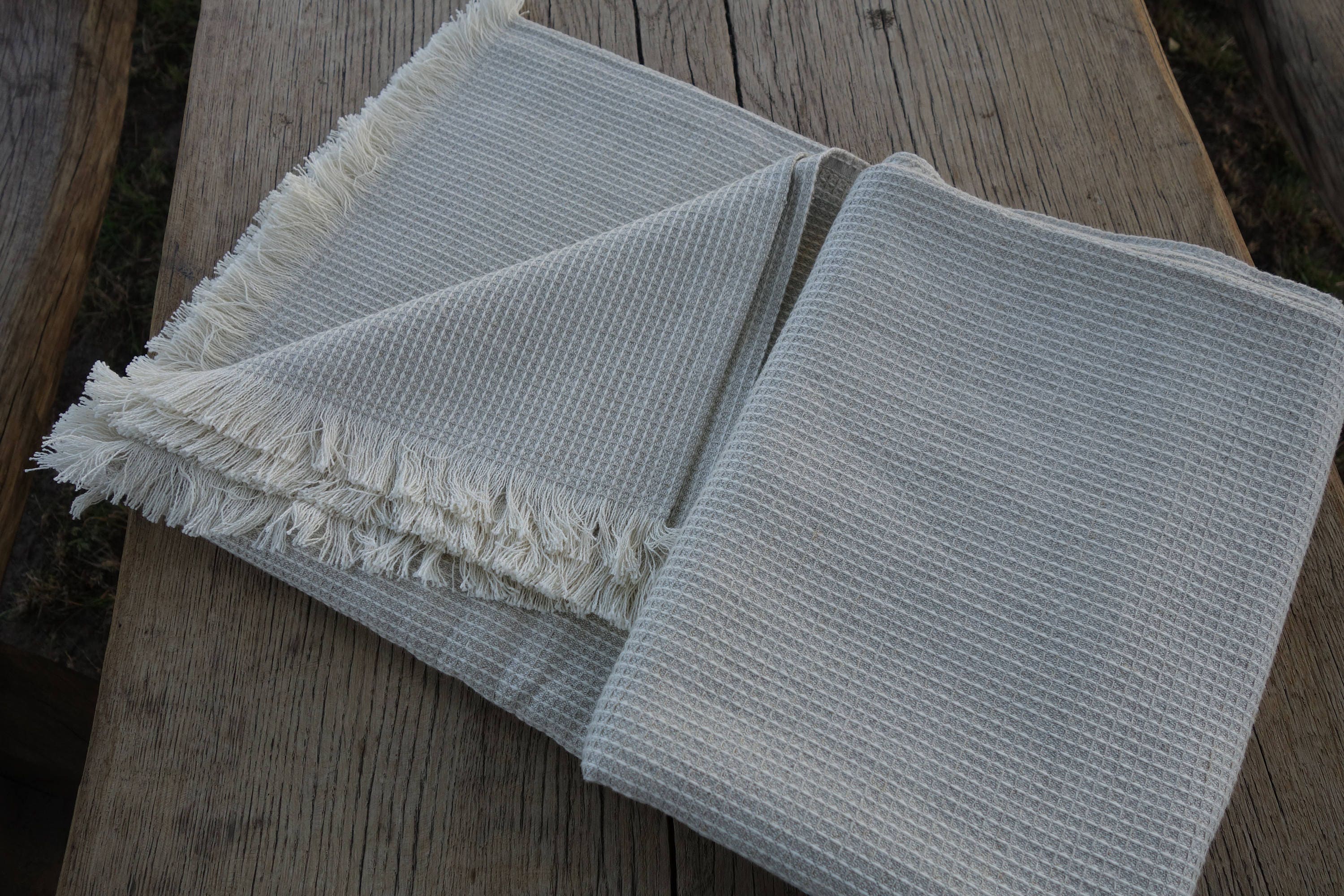 Linen Blanket Fringed Linen Blanket Linen Throw Beige White Etsy