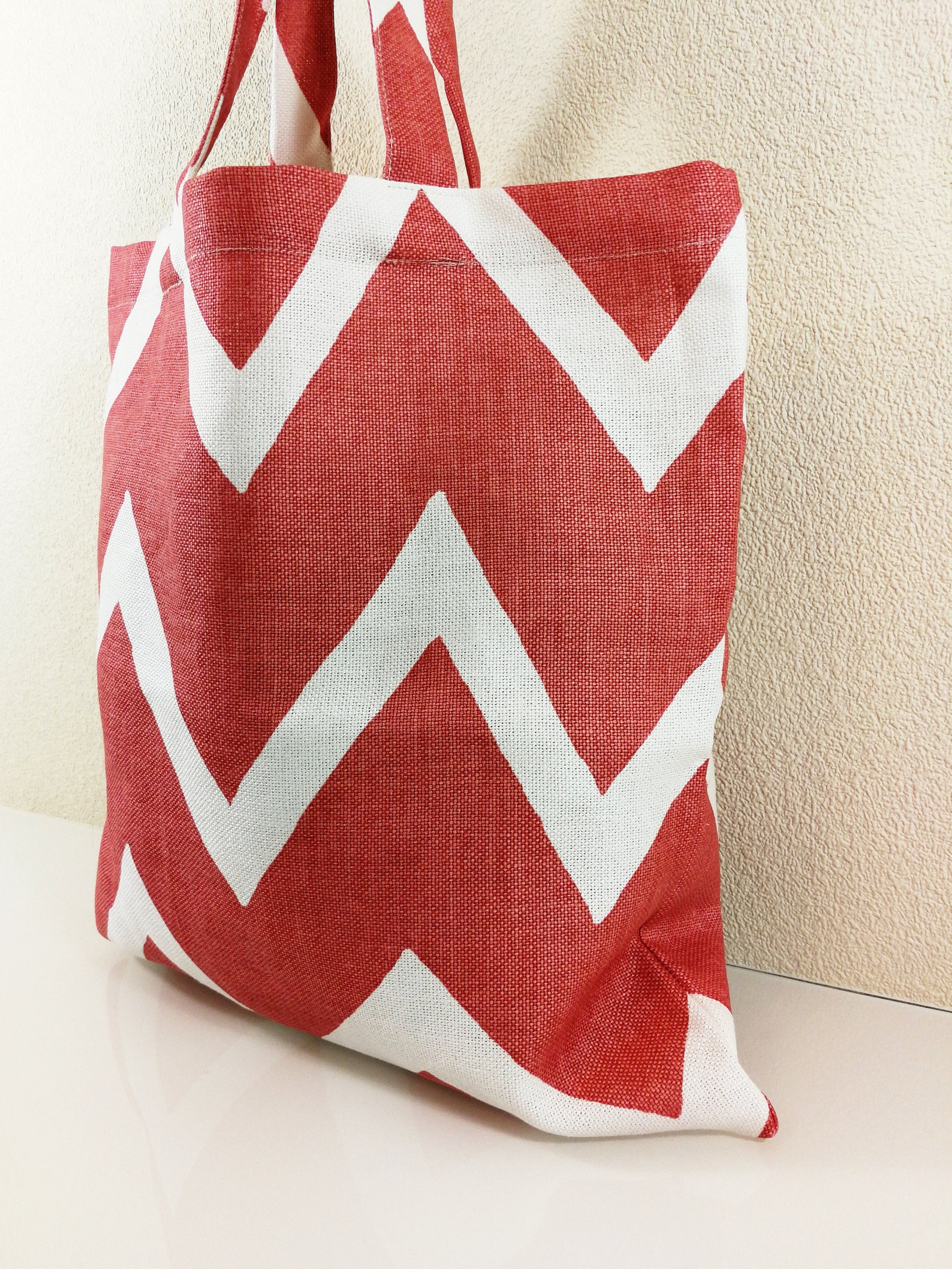 Linen Tote Bag Red Linen Shopping Bag Natural Linen and Etsy