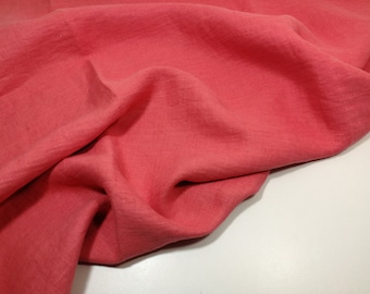 REMNANT: 145x60 cm Softened linen fabric, living coral color linen, washed linen, 190 GSM. Linen fabric by the meter, linen by the yard