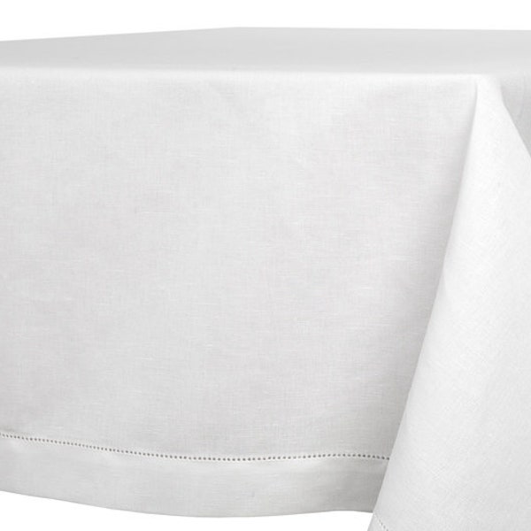 Nappe en lin pur, nappe en lin blanc, nappe carrée, nappe rectangulaire, nappe ourlée, nappe de dîner de mariage