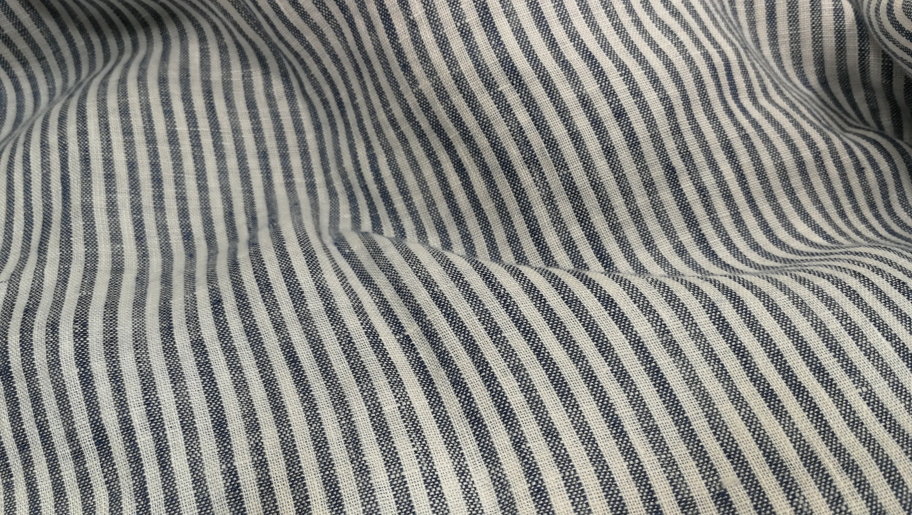 Softened Pure Linen Fabric White Navy Striped Linen Fabric - Etsy