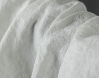 Softened white linen fabric, QUITE HEAVY thick white linen, 250 GSM, washed linen fabric by the meter, linen by the yard, linen for textiles