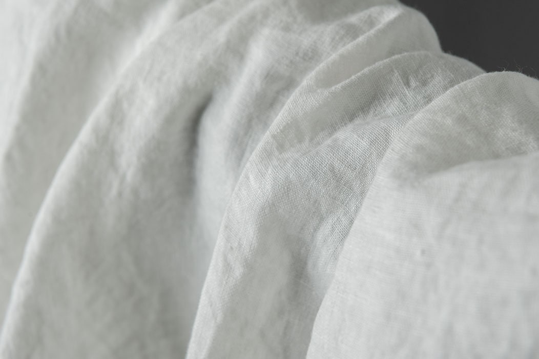 Softened White Linen Fabric, LIGHT WEIGHT Thin White Linen, 130
