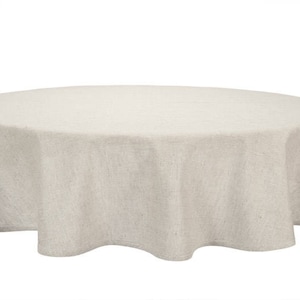 Linen tablecloth, round tablecloth, oval tablecloth, lighter grey beige tablecloth, hemstitched linen tablecloth, wedding dinner tablecloth