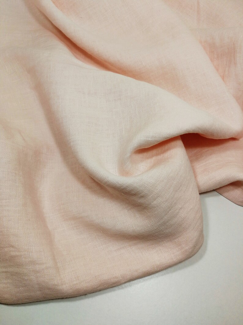 Softened pure linen fabric, pale pink linen, medium weight pre-washed linen, 190 GSM. Linen fabric by the meter, linen fabric by the yard image 3