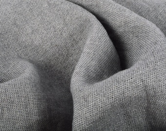 Softened linen wool blend fabric, medium weight light gray linen wool fabric, 210 GSM, washed linen fabric by the yard, linen by the meter