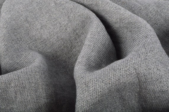 Softened Linen Wool Blend Fabric, Medium Weight Light Gray Linen