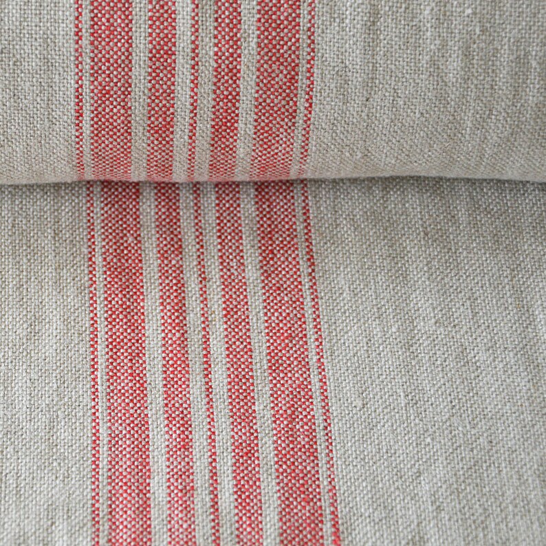 Striped Linen Fabric by the Meter Natural Linen Striped Etsy