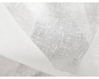 Softened white linen fabric, VERY LIGHT weight, thin semi-sheer white linen, 100 GSM, washed linen fabric by the meter, linen by the yard