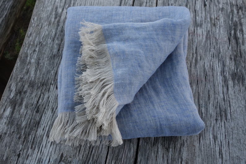 Double Sided Linen Blanket Fringed Linen Blanket Linen Etsy