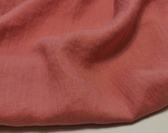 Softened pure linen fabric, dusty pink linen, medium weight pre-washed linen, 130 GSM. Linen fabric by the meter, linen fabric by the yard