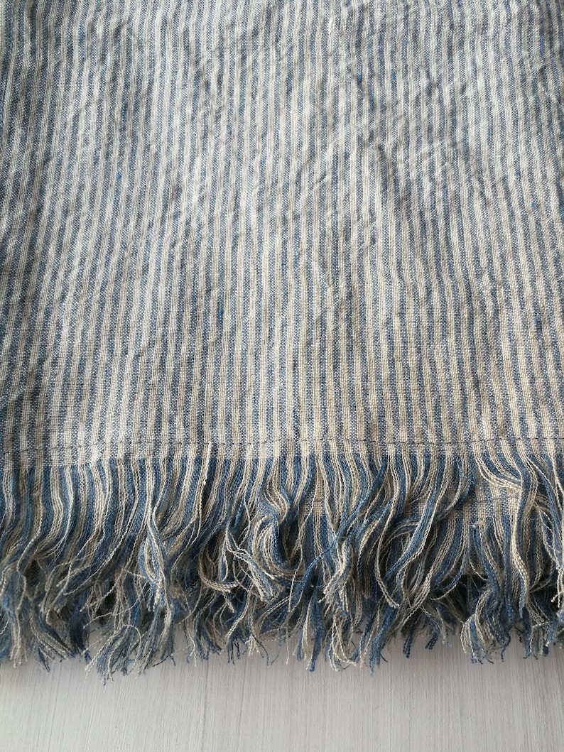 Linen Blanket Fringed Linen Blanket Linen Throw Flax Etsy