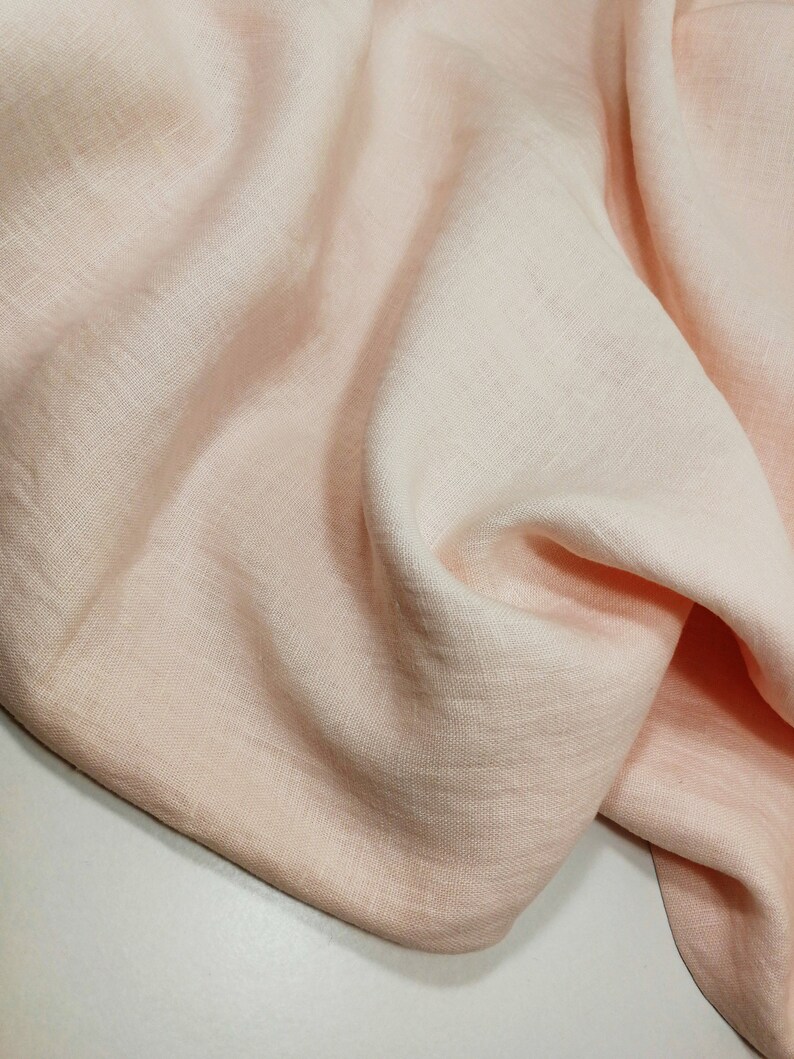 Softened pure linen fabric, pale pink linen, medium weight pre-washed linen, 190 GSM. Linen fabric by the meter, linen fabric by the yard image 2
