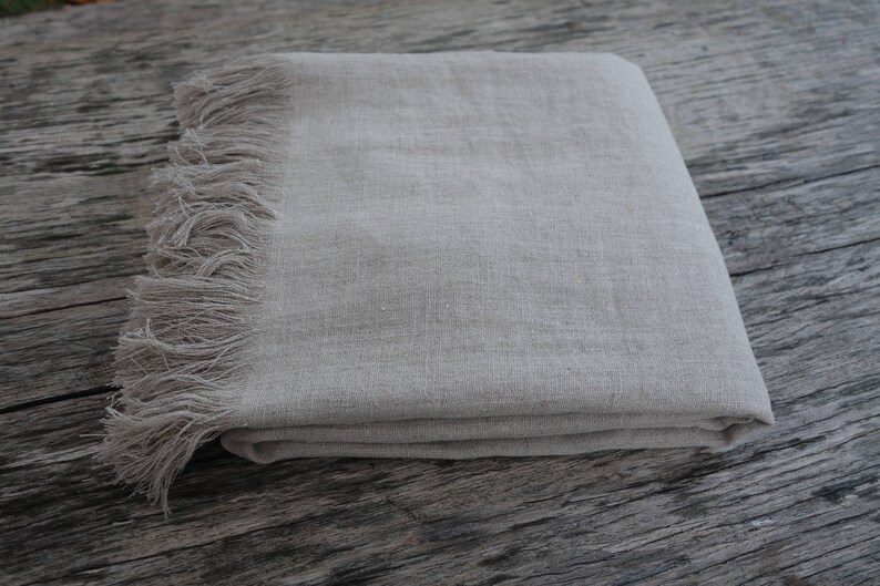 Linen Blanket Fringed Linen Blanket Linen Throw Natural Etsy