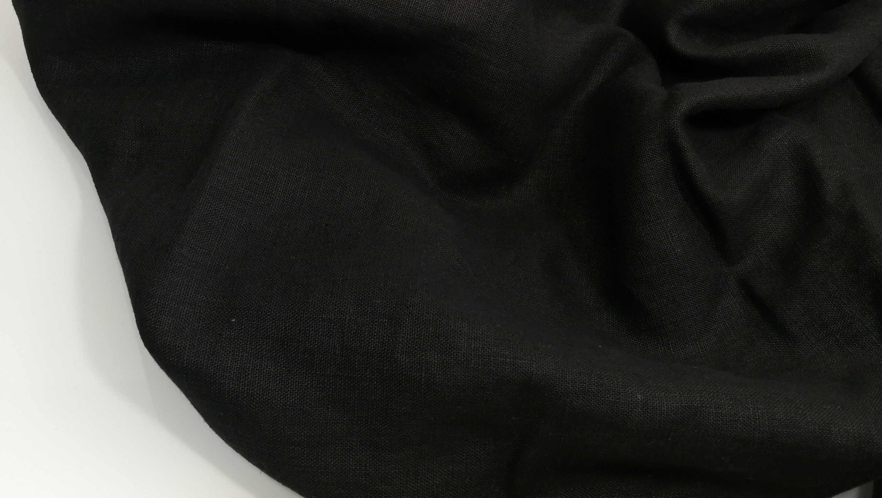 Linen Fabric Washed Linen 190gsm Black Color. Linen Fabric | Etsy